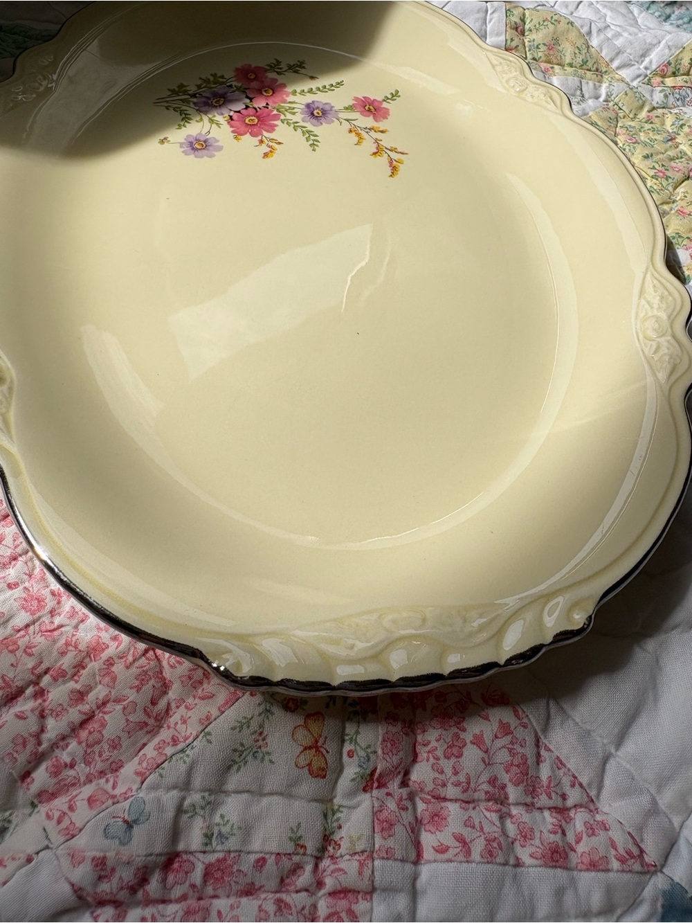 Vintage 1950s Floral Ceramic Serving Platter Homer Laughlin Virginia Rose M57N8 - Picture 5 of 16